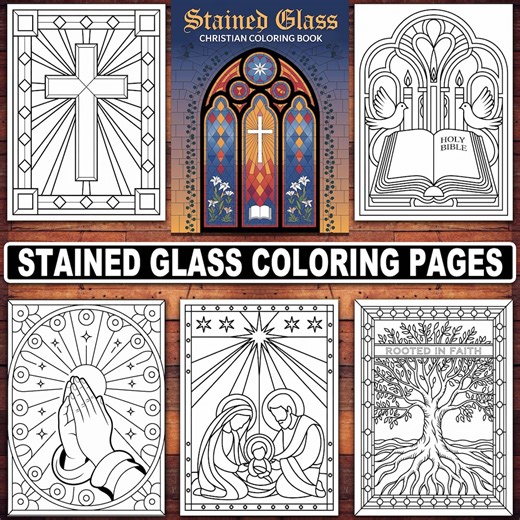 Christian Stained Glass Coloring Book: 20 Faith-inspired Designs (PDF Pattern - Etsy UK