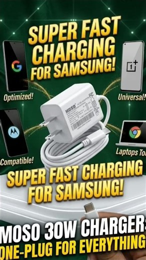 Original MOSO 30W USB-C Fast Charger | Samsung Super Fast Charging Test ⚡ #shorts #samsung #charger