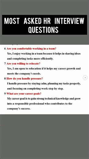 90% Interviews Ask These HR Questions | Freshers Must Watch 🔥#shorts #hrinterviewquestions