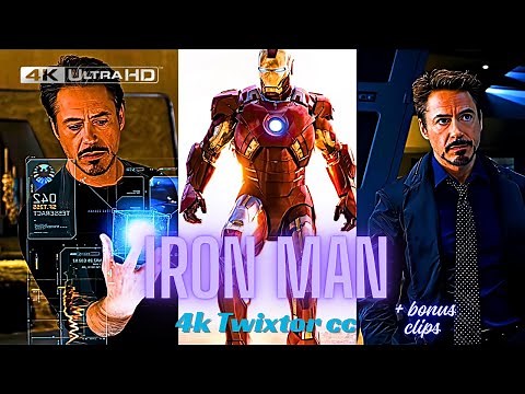 Iron Man 4K Twixtor CC Scene Pack | Tony Stark Cinematic Clips for Editing (Robert Downey Jr)