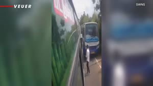 This Man Survived Getting Caught Between Two Buses