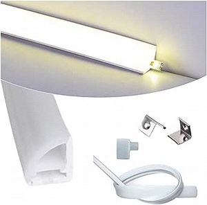 196inch Silicone LED Diffuser Channel System, 16 x 16mm V Shape Flexible Waterproof Neon Rope Strip Light Tube Cover for 10mm Led Strip Lights Installation for Indoor and Outdoor Decor