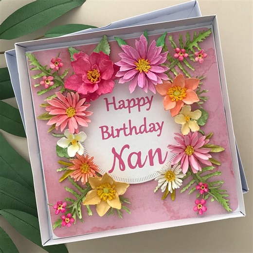 3D Floral Birthday Card for Nan, Handmade, Luxury, Flowers - Etsy