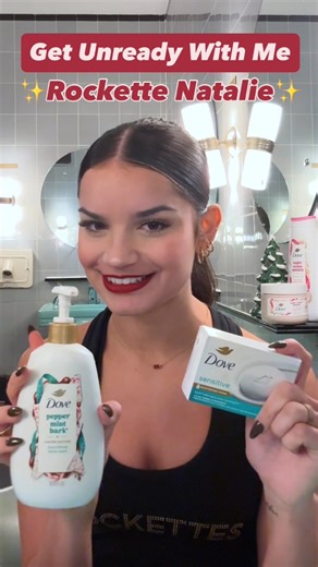 Rockettes on Instagram: "Get unready with Rockette Natalie using her favorite Dove essentials! 🎄❤️ For every step of your body care routine, Dove’s got you covered, with products available for a limited time at Target! #DovePartner #DoveHolidayTreats #Rockettes100"