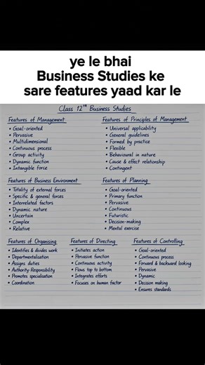 Class 12th all chapters Notes Functions Quick Rivision #class12th #businessstudies #boards