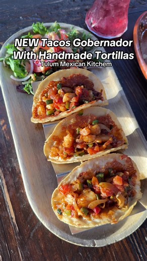 Delicious Tacos Gobernador with Handmade Tortillas