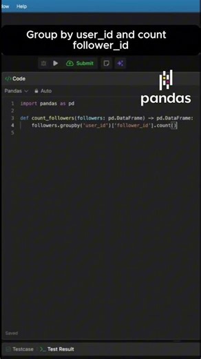 Count Followers in Pandas! 🐼 (Data Interview) | Leetcode 1729 #shortsfeed