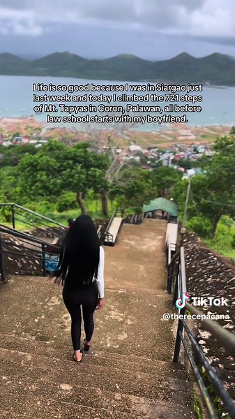 Life is so good because I was in Siargao just last week and today I climbed the 721 steps of Mt. Tapyas in Coron, Palawan, all before law school starts with my boyfriend. #MtTapyas #CoronPalawan