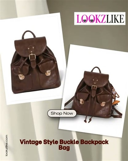 Vintage Style Buckle Backpack Bag