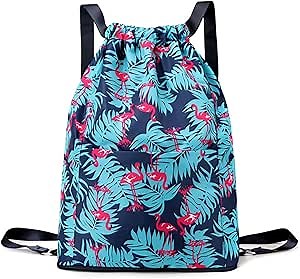 QUROXO Drawstring Foldable Large Capacity Dry-wet Separation Travel Sports Backpack, Waterproof Drawstring Gym Sack (B)