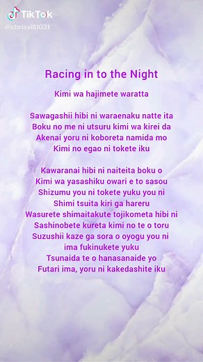 Racing in to the Night #yoasobi #lyrics #fyp | racing into the night