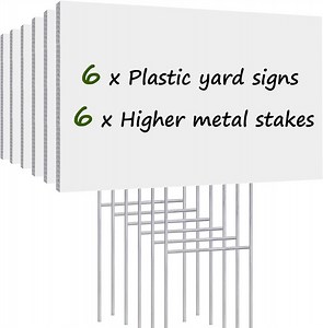 Blank Yard Signs with Stakes, 6 Pack Lawn Signs Corrugated Plastic 17x12 Inches Custom Double Sided for Commercial Garden Signs Outdoor , Garage Sale