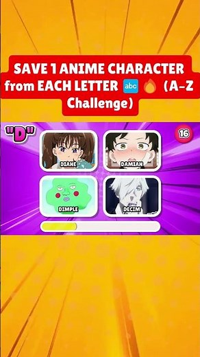 SAVE 1 ANIME CHARACTER from EACH LETTER 🔤🔥 (A–Z Challenge) #shorts