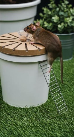 LOL! Tall trap worked, mouse shocked inside? Unexpected catch reaction #mouse #trap #funny