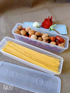 2Pcs Spaghetti Container Pantry Storage Dispenser Clear Pasta Box Horizontal Food Storage Long Stackable Containers for Long Pasta, Noodles, Pantry Snacks
