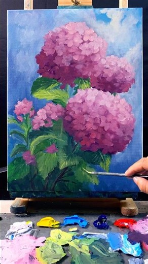How to Draw a Beautiful Hydrangea | Acrylic Painting for Beginners #huyhoihoaart #acrylicpainting