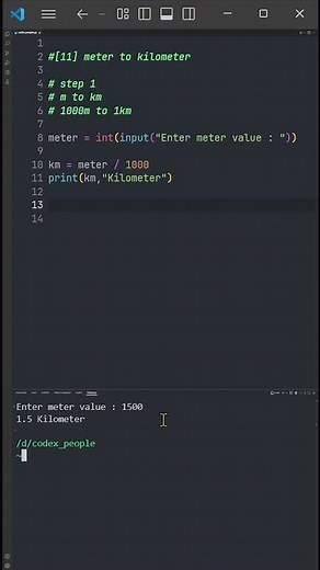 [11] Python Kilometer to Meter Conversion Program | Codex People