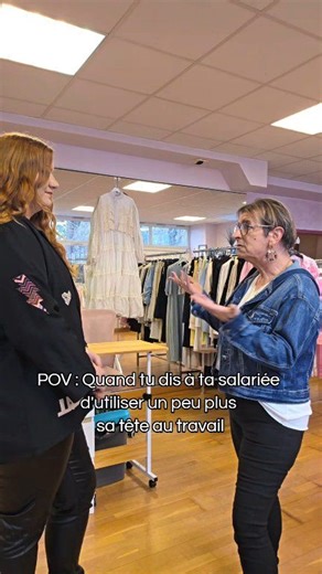 Quand tu demandes à ta salariée d'utiliser plus sa tête au travail et qu'elle prend la consigne au pied de la lettre... #boulot #humour #pov #drole #vendeuse | Dress Code Gap