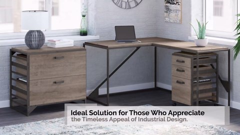 Bush Furniture Refinery 2 Drawer Lateral File Cabinet in Rustic Gray