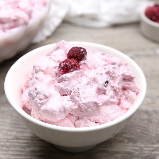 This Cranberry Fluff Salad is the perfect combination of creamy, sweet and tart. It makes a great side dish or dessert for the holidays! RECIPE: https://www.yellowblissroad.com/cranberry-fluff-salad/ | Yellow Bliss Road