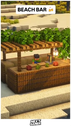 NextGamer on Instagram: "C7/ 🌴 Beach Bar Build in Minecraft With Open Design and Sunset Party Atmosphere 🍹 🌴 🌴✨ Create a stylish beach bar featuring open roofing, natural materials, and soft lights that glow beautifully at sunset. Ideal for beach towns, resorts, or multiplayer servers, this build brings vacation vibes, relaxation, and creativity straight into your Minecraft world. ✨🏖️ #MinecraftBuilds #BeachAesthetic #BarDesign #CreativeStructures #MinecraftInspiration"