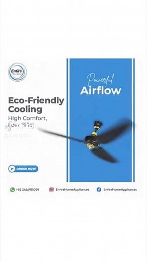 Powerful Airflow,Eco Friendly Cooling,High Comfort,Low Bills! #entirefan #machine #remotefan