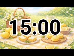 15-Minute Lemon Picnic Timer – Soft Pastel Spring Countdown 🍋