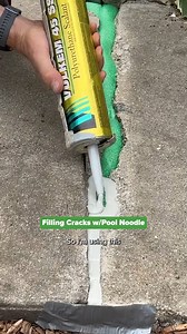 Filling Cracks w/ Pool Noodle #homeowner #concrete | Everyday Home Repairs