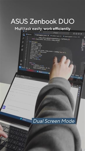 13K views · 32 reactions | Programmers, code like a pro with this ultraportable AI-ready masterpiece  ✨ With two screens, you can code on one screen while referencing or multitasking on the other, anytime, anywhere! How cool is that?  #LetsDUOit with ASUS Zenbook DUO (UX8406) : https://ph.asus.click/ZenbookDuoUX8406 #ASUS #ASUSZenbooDUO #dualdisplay #multitaskingtips #programmer # | ASUS | Facebook
