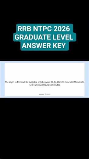RRB NTPC 2026 GRADUATE LEVEL ANSWER KEY #rrbntpcgraduatelevel #rrbntpc2026 #rrbntpcgraduatelevel2026