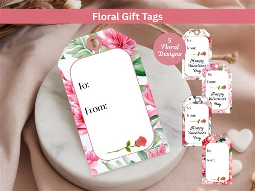 Five Floral Gift Tags Printable Elegant Gift Labels for Hostess Gifts and Gifting - Etsy