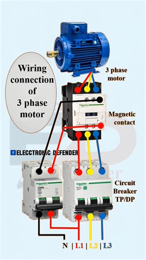 8.9K views · 82 reactions | Three Phase Motor Connection Diagram #electrician #education #electronicsengineering #ControlCircuit #CircuitDiagram #electricity #industrial #electricalwork | Elecctronic Defender | Facebook