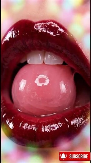 Glossy Red Lips Eating Pink Jelly Candy 💋 Extreme Macro ASMR Biting & Chewing Sounds