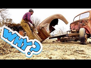 CRAZY junker chops up a bunch of ANTIQUE TRUCKS for art! Scrapyard madness!