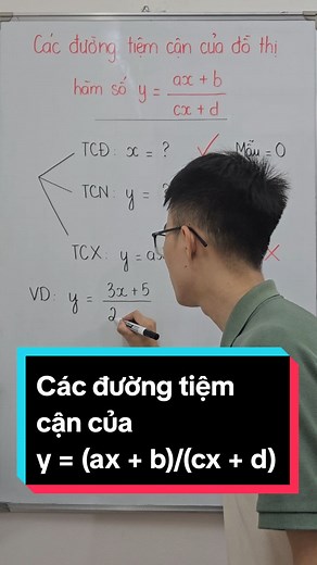 Ôn thi THPT môn Toán: Xác định các đường tiệm cận của đồ thị hàm số bậc nhất trên bậc nhất y = (ax b)/(cx d). #onthi #onthithptqg #tiemcan #onthi #hteducation