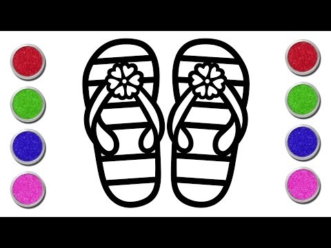 Cute Flip Flop Slippers Drawing for Kids | Simple Flip Flop Kids Drawing | Step by Step Drawing |