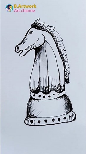 Chess Horse Pen Drawing ♞ | Easy Knight Sketch #drawing #art #shorts #B.artwork