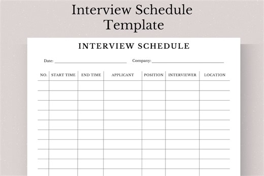 Printable Interview Schedule Template (PDF File) - Etsy