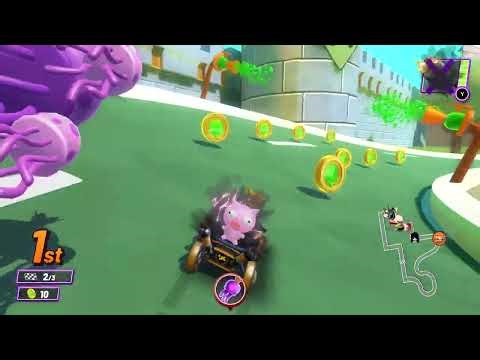 Nickelodeon Kart Racers 2: Grand Prix - CatDog gameplay in Royal Woods Roundabout