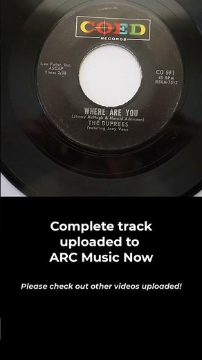 Two Songs of the Day, The Duprees: WHERE ARE YOU 1964