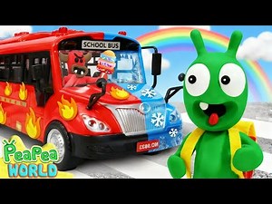 Hot vs Cold Challenge Bus With Pea Pea 🥵🥶 | Funny Cartoon For Kid