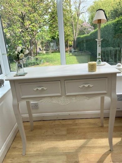 Pretty French-style Hall/console/dressing Table Painted in Farrow & Ball Stirabout (an Oatmeal Neutral) With Pale Cream Detail - Etsy