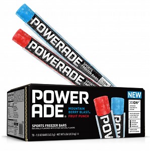 Powerade Mountain Berry Blast Fruit Punch Sports Freezer Bars, Gluten Free Ice Pops, 70 Count