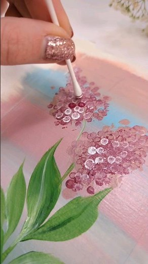 How I paint with Q-Tips Lilac Beginner One Stroke Flower #art #reel #craft #acrylicpainting #easyart