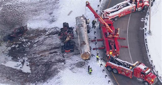 Driver dead after tanker truck overturns in Bensalem