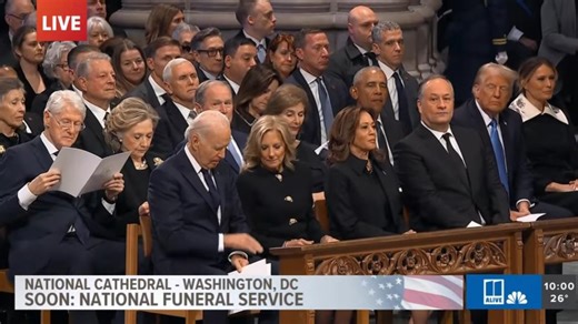 Here's how the presidents and vice presidents are seated at Jimmy Carter's funeral