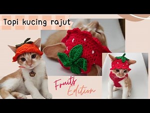 Strawberry Cat's hat🍓 | Easy & quick cat hat knitting tutorial