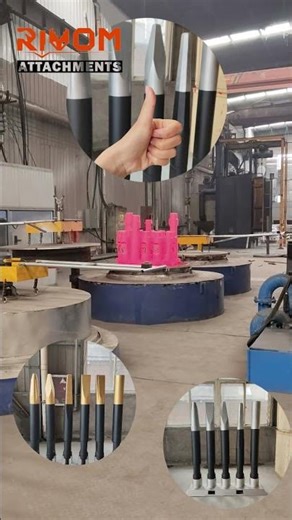 Chisel rod heat treatment process. #excavatorattachments #machinerychannel #constructionequipment