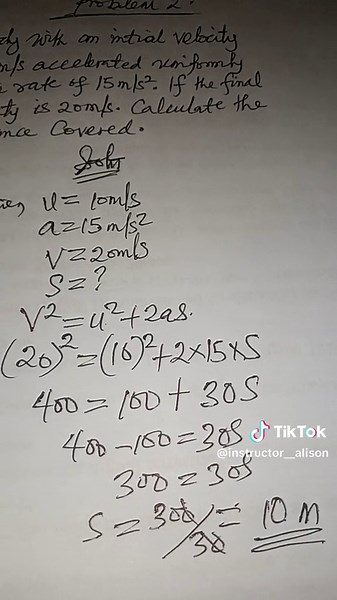 Application of the equations of motion #gcse #instructoralison #learnontiktok #equationsofmotion #Part2