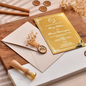 Luxury Mirror Gold Acrylic Wedding Invitation, Quinceanera Acrylic Invitations, Gold Wedding Invites Set, Invitaciones De Boda - Etsy
